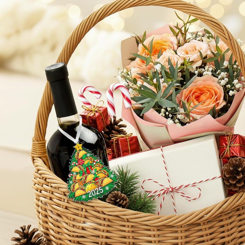 HEXMOZ Taco Ornaments for Christmas Tree - Funny Taco Gifts for Tacos Lovers, Men, Women - Food Ornament, Mexican Theme Christmas Ornaments - Xmas Acrylic Ornament Holiday Decoration 2025 - Image 4